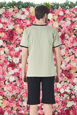 Erkek Şort Tshirt Pijama Takımı 25258 Haki | M