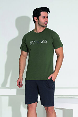 Erkek Şort Tshirt Pijama Takımı 25251 Yeşil | M