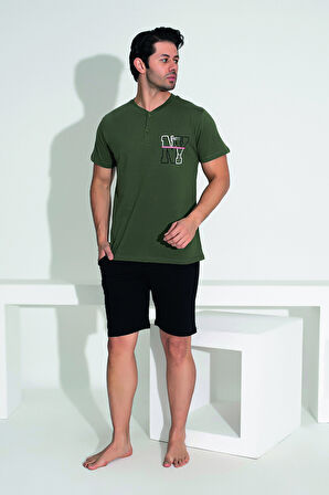 Erkek Şort Tshirt Pijama Takımı 25255 Yeşil | M