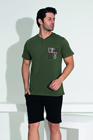 Erkek Şort Tshirt Pijama Takımı 25255 Yeşil | M