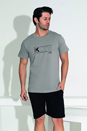 Erkek Şort Tshirt Pijama Takımı 25254 Gri | L