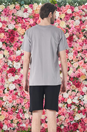 Erkek Şort Tshirt Pijama Takımı 25254 Gri | L
