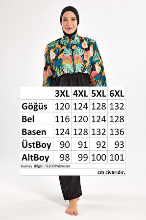 Büyük Beden Paraşüt Tam Kapalı Tesettür Mayo 1803 Siyah | 5XL
