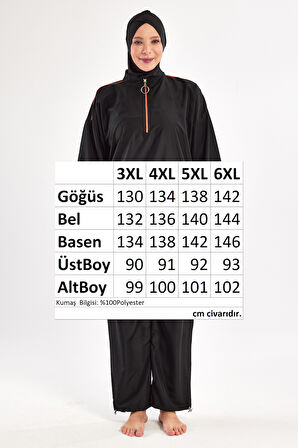 Büyük Beden Paraşüt Tam Kapalı Tesettür Mayo 1804 Siyah | 3XL