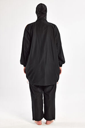 Büyük Beden Paraşüt Tam Kapalı Tesettür Mayo 1804 Siyah | 4XL