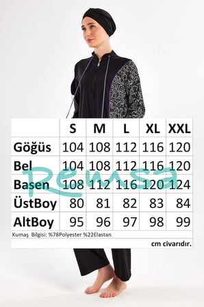Likralı Bol Paça Tam Kapalı Tesettür Mayo 4539 Siyah | XXL