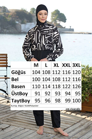 Paraşüt Tam Kapalı Tesettür Mayo 25975 Siyah | 3XL