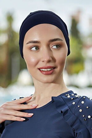 Havuz Deniz Düz Bone R-999-B Lacivert | Standart