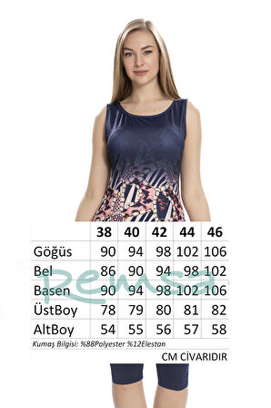 Sıfır Kollu Yarı Kapalı Mayo 160-02 Lacivert | 44