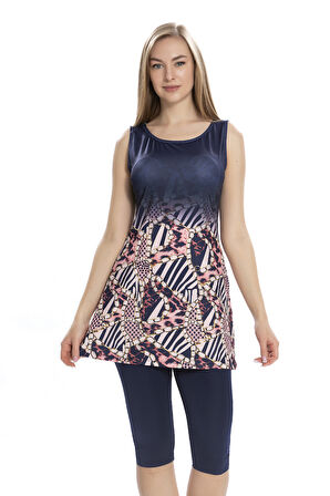 Sıfır Kollu Yarı Kapalı Mayo 160-02 Lacivert | 46