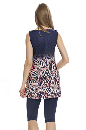 Sıfır Kollu Yarı Kapalı Mayo 160-02 Lacivert | 46