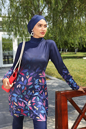 Likralı Tam Kapalı Mayo 280-522 Lacivert | 42