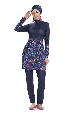 Likralı Tam Kapalı Mayo 280-522 Lacivert | 42