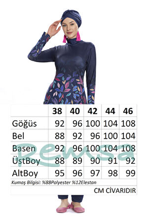 Likralı Tam Kapalı Mayo 280-522 Lacivert | 42