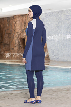 Likralı Tam Kapalı Tesettür Mayo 1267-02 Lacivert | 42