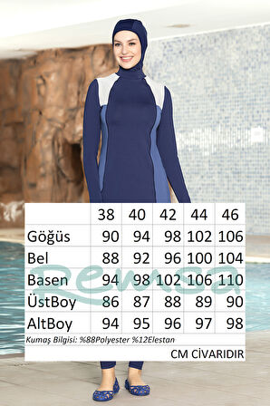 Likralı Tam Kapalı Tesettür Mayo 1267-02 Lacivert | 42