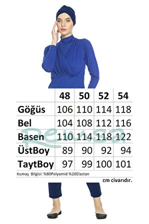 Büyük Beden Likralı Tam Kapalı Tesettür Mayo 1285 Saks Mavi | 52