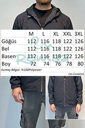 Erkek Çift Taraflı Mevsimlik Ceket Tek Üst REU-24726 Lacivert | XXL