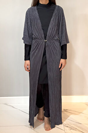 Piliseli Kimono Pareo Kaftan Bağlanabilir RPK004 Antrasit | Standart