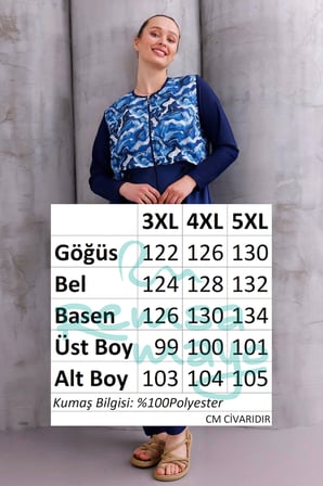 Büyük Beden Tam Kapalı Tesettür Mayo 2516 Gizem Granit Lacivert02 | 4XL