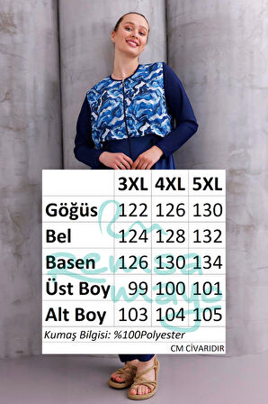 Büyük Beden Tam Kapalı Tesettür Mayo 2516 Gizem Granit Lacivert02 | 5XL