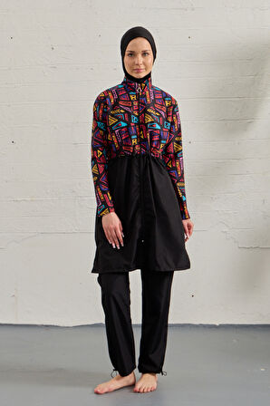 Paraşüt Tam Kapalı Tesettür Mayo 3024-286 Siyah02 | 38