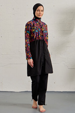 Paraşüt Tam Kapalı Tesettür Mayo 3024-286 Siyah02 | 38