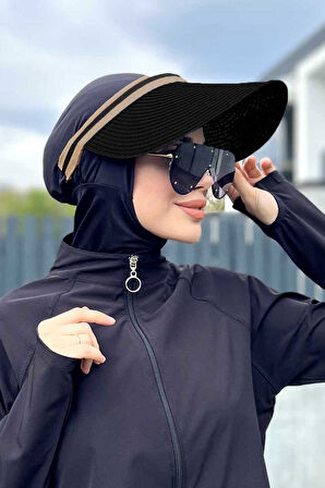 Remsa Mayo Vizör Hasır Şapka Güneş Koruyucu Siperlik RŞ-39 Siyah Camel | Standart