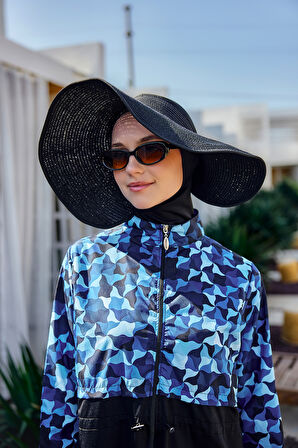 Tam Kapalı Tesettür Mayo Siyah R5100 Su | XXL