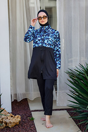 Tam Kapalı Tesettür Mayo Siyah R5100 Su | 3XL