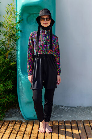 Tam Kapalı Tesettür Mayo Siyah01 R5101 Neşe | XXL