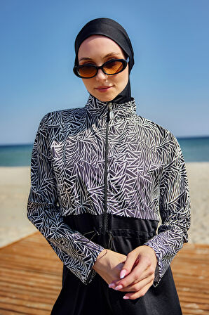 Tam Kapalı Tesettür Mayo Siyah02 R5102 Beliz | M