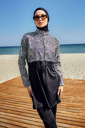 Tam Kapalı Tesettür Mayo Siyah02 R5102 Beliz | XL