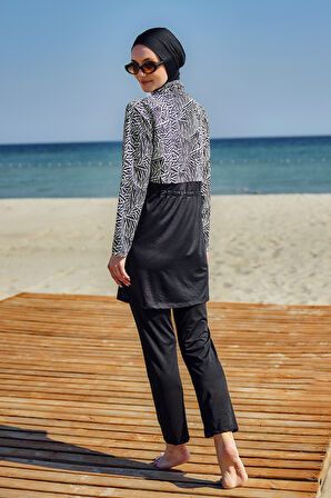 Tam Kapalı Tesettür Mayo Siyah02 R5102 Beliz | XL