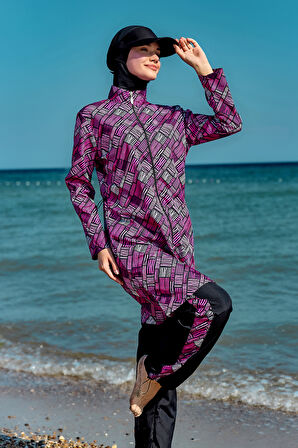 Paraşüt Tam Kapalı Tesettür Mayo Nisa R5502 | 3XL