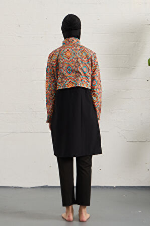 Spor Likra Tam Kapalı Tesettür Mayo 1527-178 Siyah01 | 40