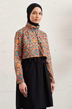 Spor Likra Tam Kapalı Tesettür Mayo 1527-178 Siyah01 | 42