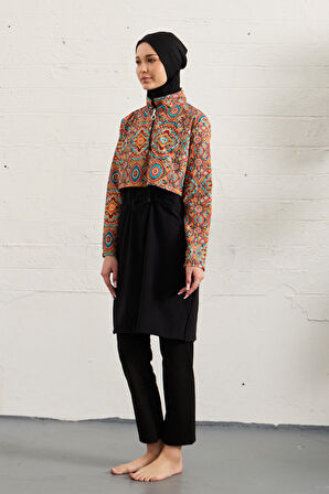 Spor Likra Tam Kapalı Tesettür Mayo 1527-178 Siyah01 | 42