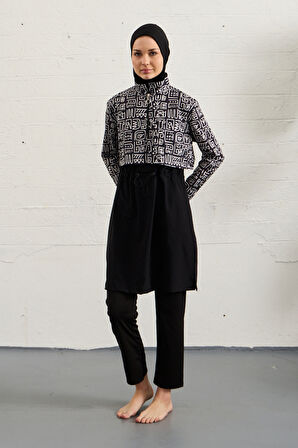 Spor Likra Tam Kapalı Tesettür Mayo 1527-41 Siyah02 | 38