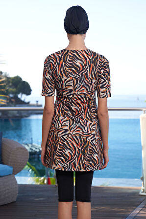 Kısa Kollu Yarı Kapalı Mayo 24814 Siyah | 38