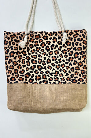 Desenli Plaj Çantası RÇ-P-01 Leopar | Standart