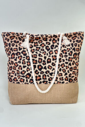 Desenli Plaj Çantası RÇ-P-01 Leopar | Standart