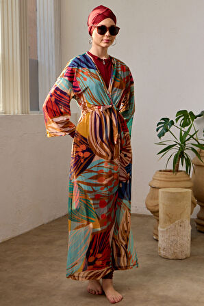Mayo Üzerine Tek Pareo Kimono 1925-156 Bej | 2