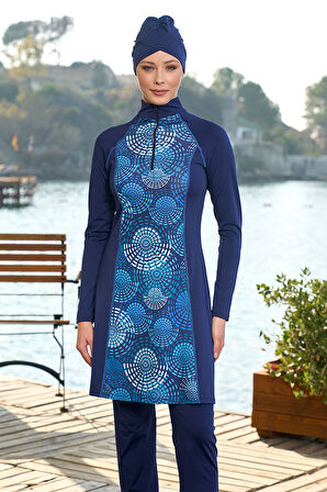 Likralı Tam Kapalı Tesettür Mayo 24924 Lacivert | 44