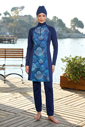 Likralı Tam Kapalı Tesettür Mayo 24924 Lacivert | 38