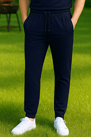 Paçası Düz Beli Lastikli 3 Cepli Erkek Eşofman Altı 5740 Lacivert | 3XL