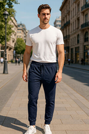 Paçası Beli Lastikli 3 Cepli Erkek Eşofman Altı 6663 Lacivert | M