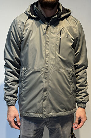 Erkek Kapüşonlu Cep Detaylı İçi Polar Kışlık Mont 2571 Haki | M