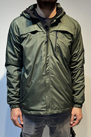 Erkek Kapüşonlu Cep Detaylı İçi Polar Kışlık Mont 2540 Haki | L