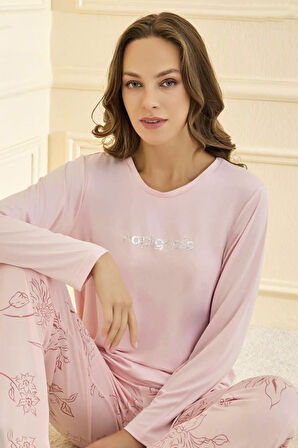 Kadın Milan Kumaş Pijama Takımı 50902-2758 Somon | L